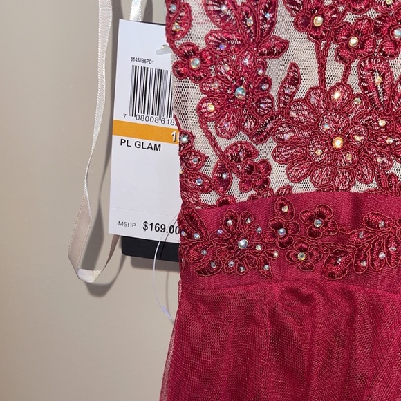 Women’s Formal Dress Plus Size 16W, 18W, 20W CITY STUDIO Sheer Red Fit & Flare - Picture 5 of 16